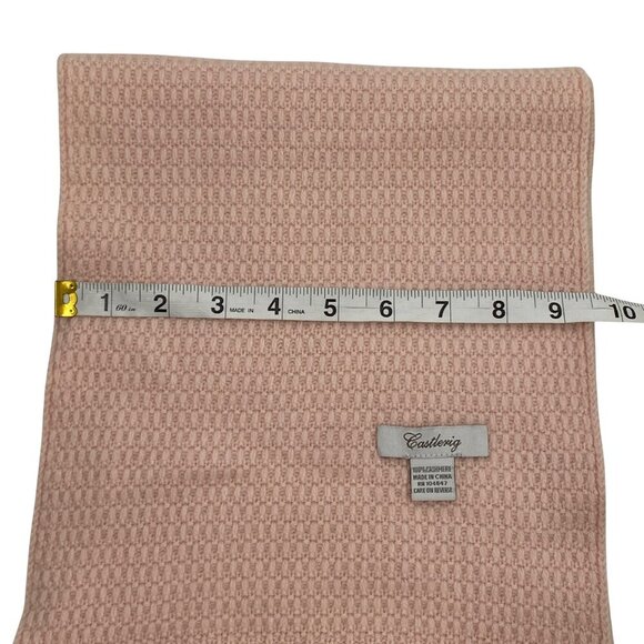 Castlerig 100% Cashmere beige Pink hue long Fringed Scarf textured soft neutral - Picture 6 of 8